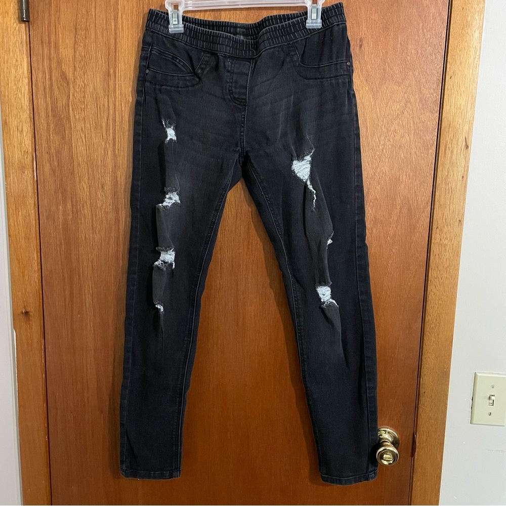 Just‎ love Distressed Black Women's Jeans stretchy waistband skinny size large
